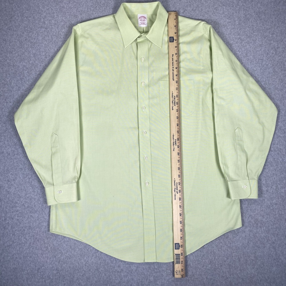 Brooks Brothers Button Down Shirt Mens 16.5-33 Yellow Traditional Fit Non-Iron - Picture 12 of 16